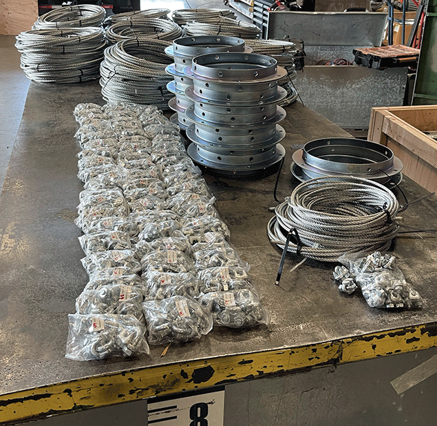 Pro Strand 3/8" x 7x19 Galvanized Cable, 3/8" Drop Forged Wire Rope Clips and Angle Flange Cable Guides. 